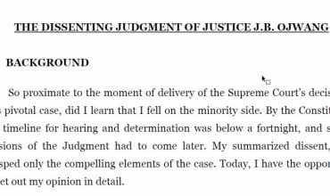 Dissenting Judgment of J. B. Ojwang, SCJ