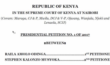 Majority Judgment of Presidential Petition 1 of 2017